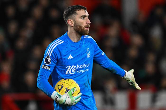 Nottingham Forest goalkeeper Matt Turner pictured during his team's 2-1 win over Manchester United in December 2023
